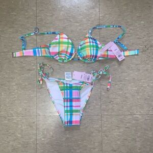 Wild Fable Multicolor Plaid Bikini Set (or solo) – XS Top & XXS Bottoms, NWT